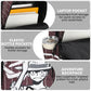 Backpack with laptop pocket, bottle pockets, and superhero design on a gray background