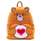 Tenderheart Bear Loungefly Care Bears cosplay backpack displayed with plush ears and heart emblem