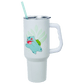 White tumbler with a cartoon character on a white background
