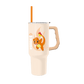 Travel mug with a cartoon character on a white background