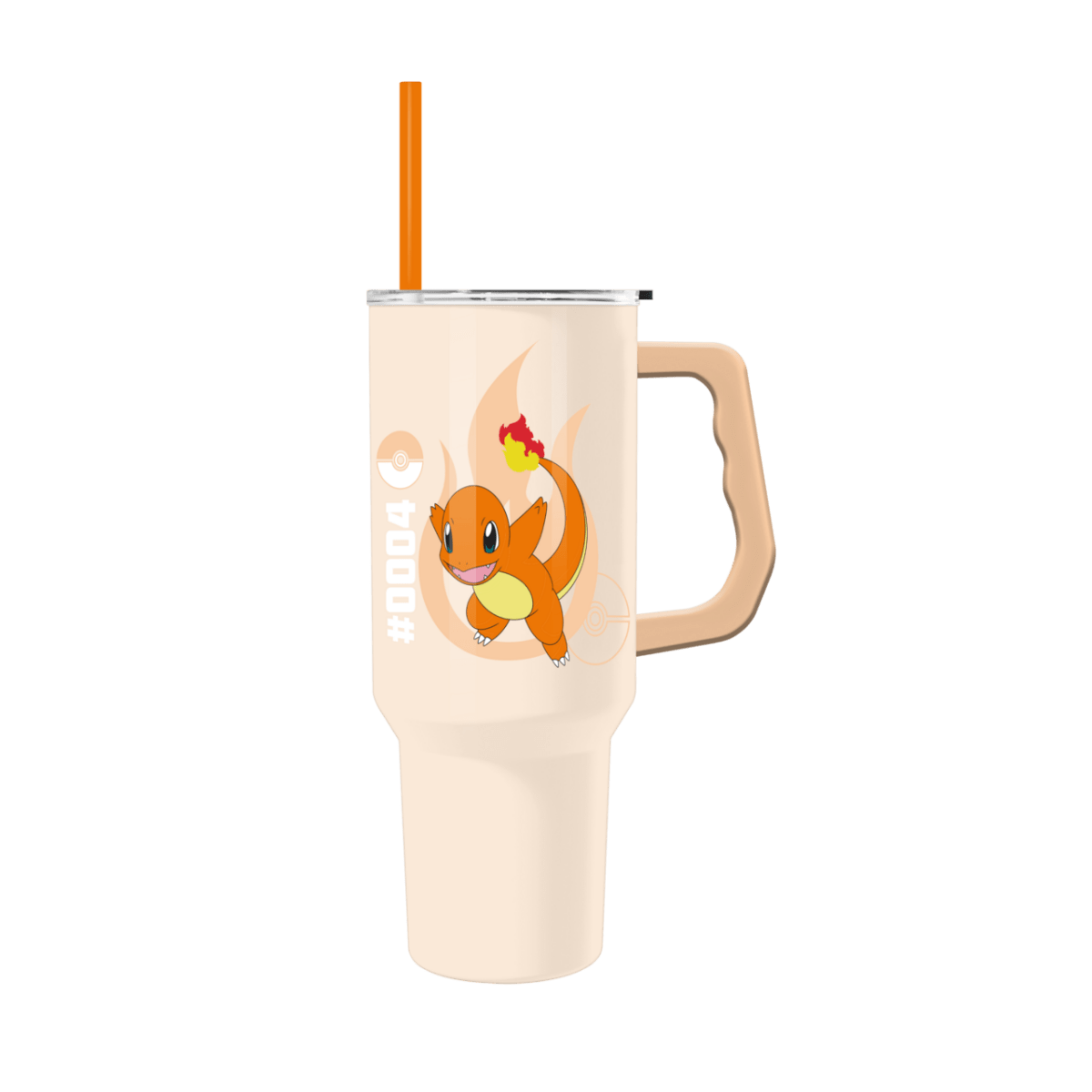 Travel mug with a cartoon character on a white background