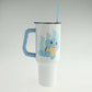 Tumbler with a cartoon character on a white background