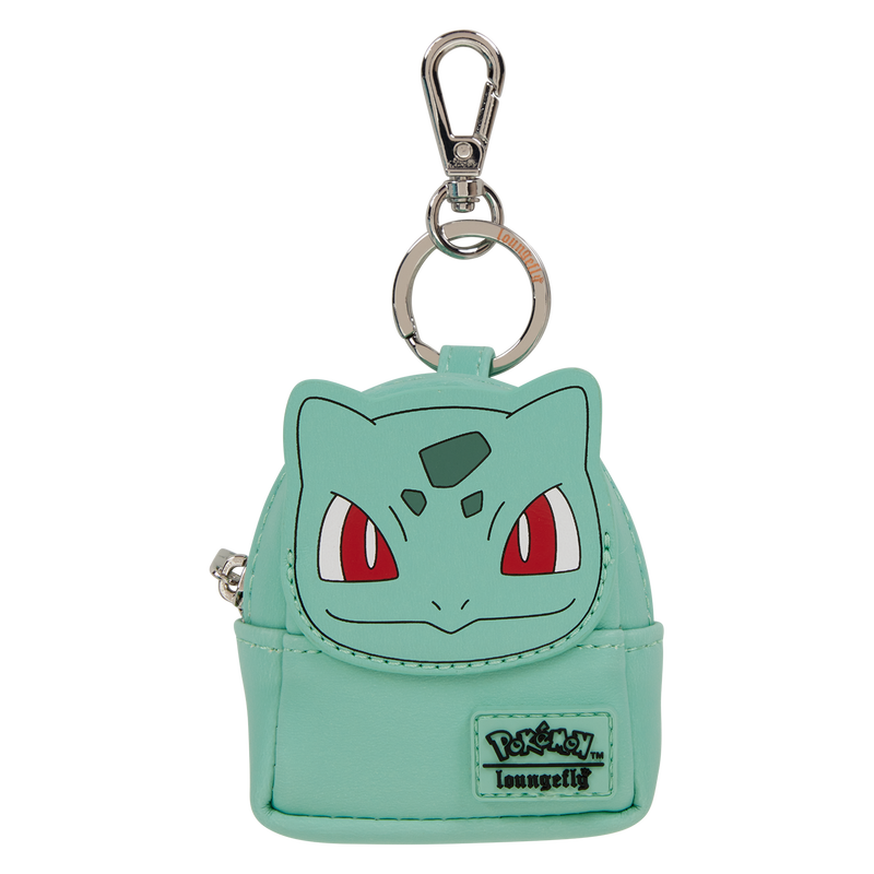 Light blue keychain with cartoon character face design on a white background