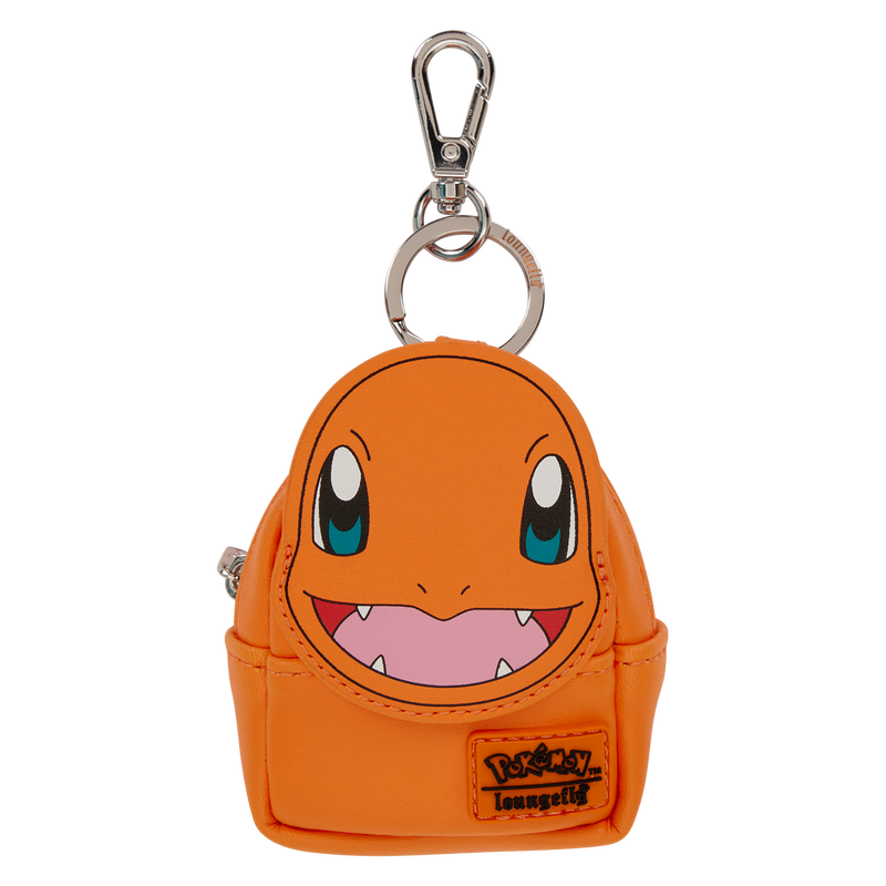 Orange character keychain with a zipper on a white background