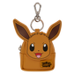 Eevee-shaped keychain pouch with a clip on a white background
