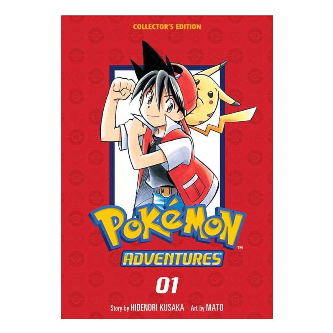 Pokémon Adventures book cover with character on red background