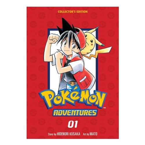 Pokémon Adventures book cover with character on red background