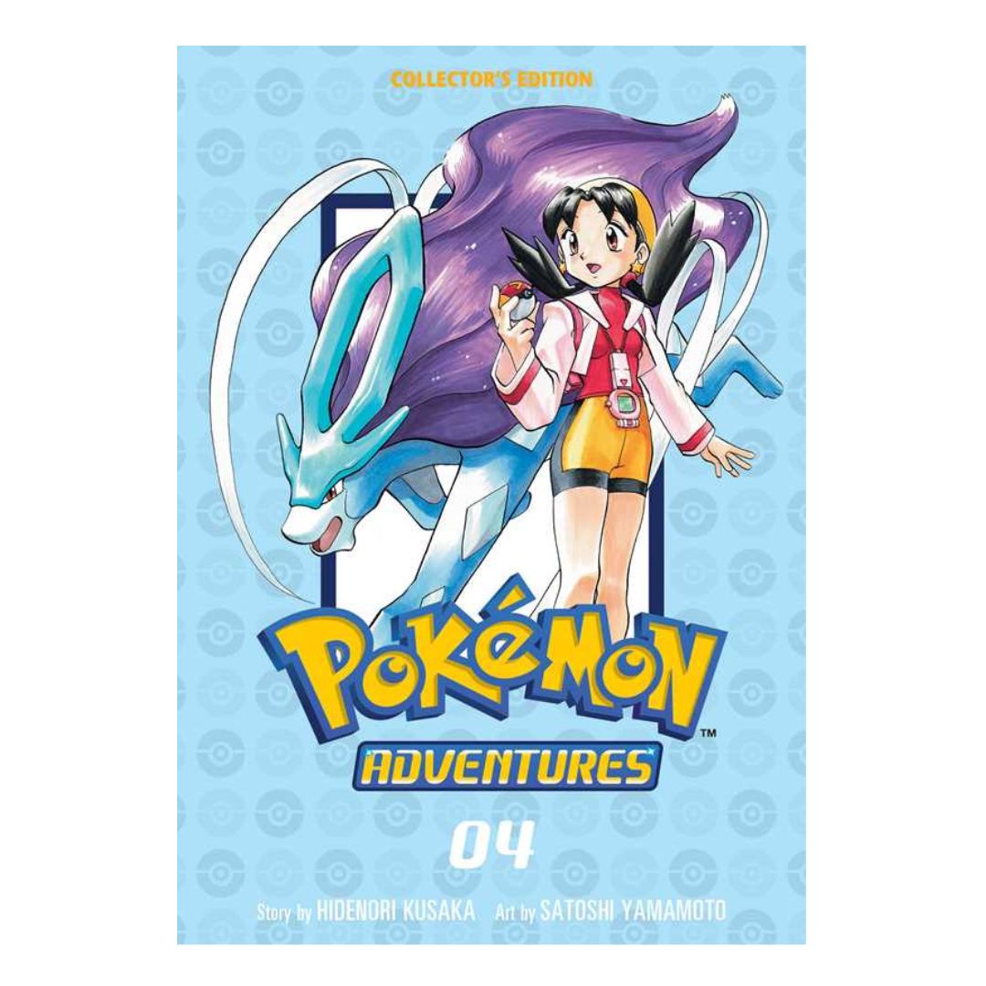 Pokémon Adventures Collector's Edition book cover with character and Pokémon on a blue background