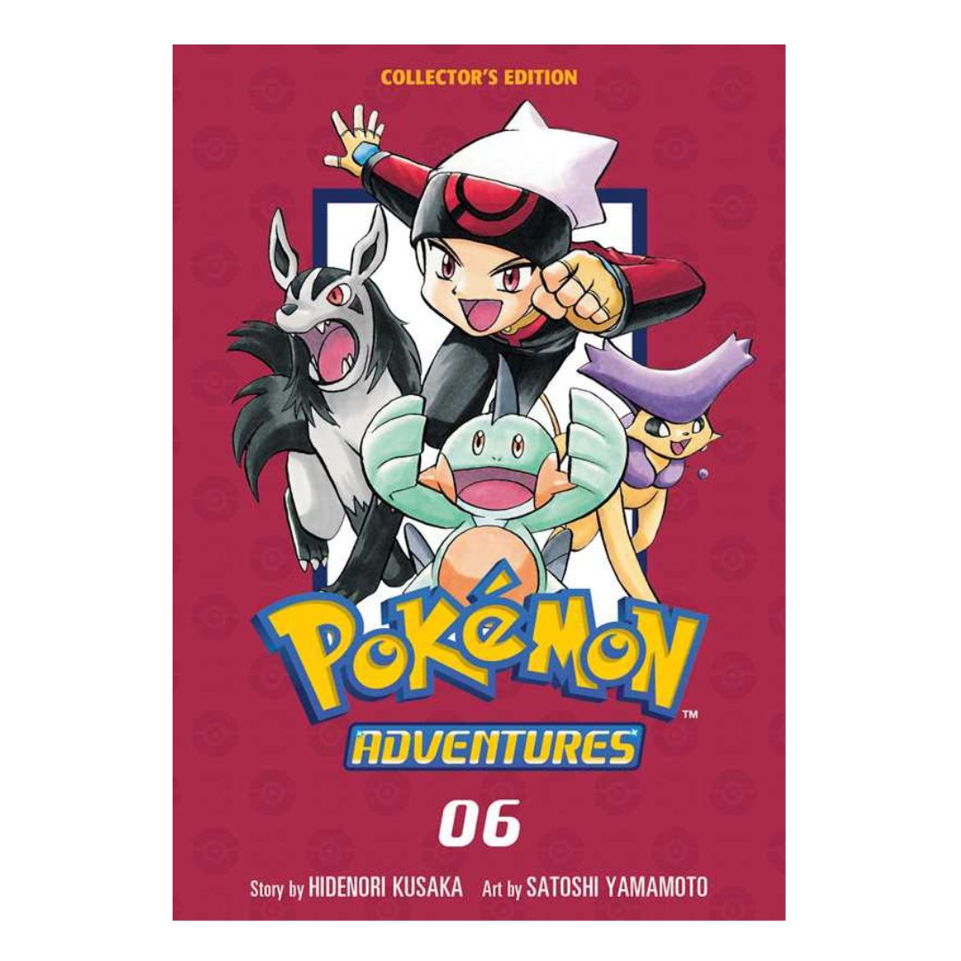 Pokémon Adventures Collector's Edition book cover with characters on a red background