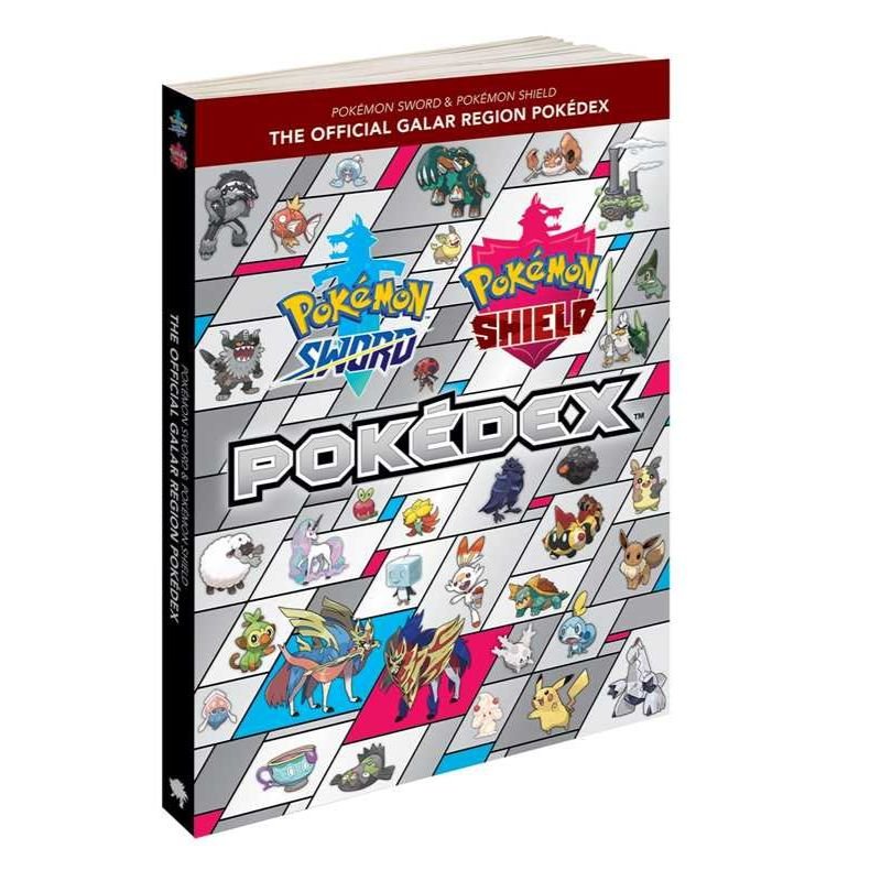 Pokémon Sword & Pokémon Shield: The Official Galar Region Pokédex book shown at an angle against a plain white background.