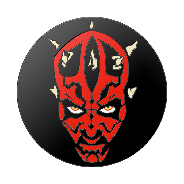 Circular design with a red and black face on a black background