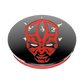 Round product with red and black design on a white background