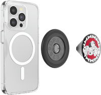 Phone case with pop socket and another pop socket with a design on a white background