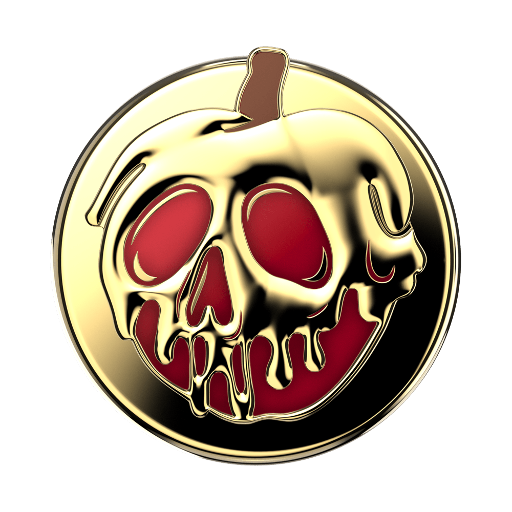 A circular gold-toned pumpkin-shaped pendant or charm featuring a skull design with red enamel fill, shown on a plain white background.