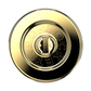 A round gold metal pop socket with a keyhole cutout in the center, featuring embossed text that reads 'POP SOCKETS' on a plain white background.