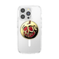 Phone case with a gold skull design on a white background