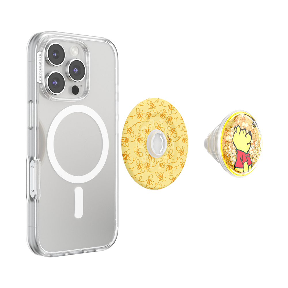 Phone case with magnetic and two pop sockets on a white background