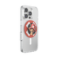 Phone case with a popSocket featuring a character in a red hat on a white background