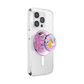 Phone case with a popsocket featuring a cartoon character on a white background