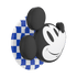 Mickey Mouse-themed phone holder with blue and white checkered base on a white background