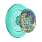 A translucent mint green PopSockets phone grip featuring a circular clear window with an illustration of Bulbasaur surrounded by colorful mushrooms and foliage, shown on a plain white background.