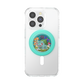 Phone case with a cartoon character and teal popsocket on a white background
