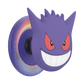 A purple Gengar pop socket featuring the character's face on the front and a holographic iridescent back, shown on a plain white background.