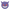 A purple Gengar character face accessory with red eyes, white teeth, and a blue iridescent rim, shown on a plain white background.