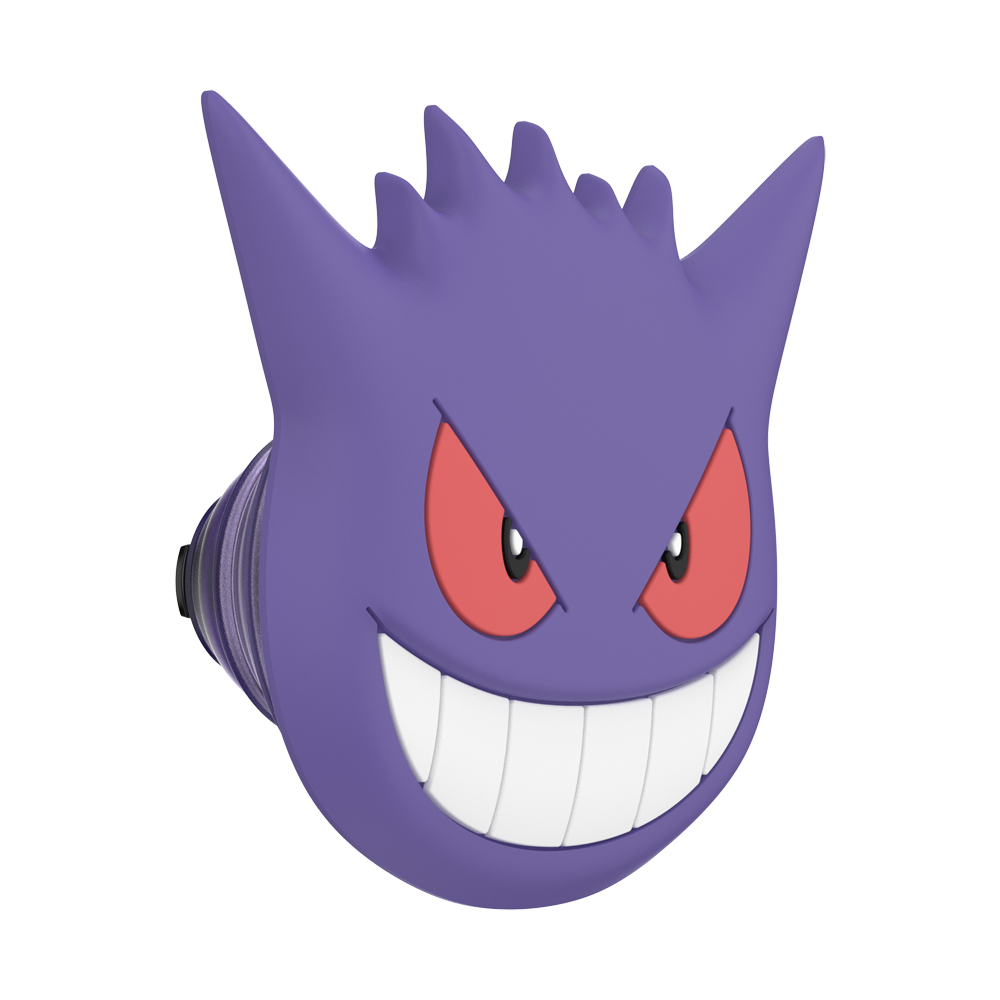 A purple Gengar-themed product, likely a phone grip or accessory, featuring the character's face with red eyes and a wide grin, shown on a plain white background.