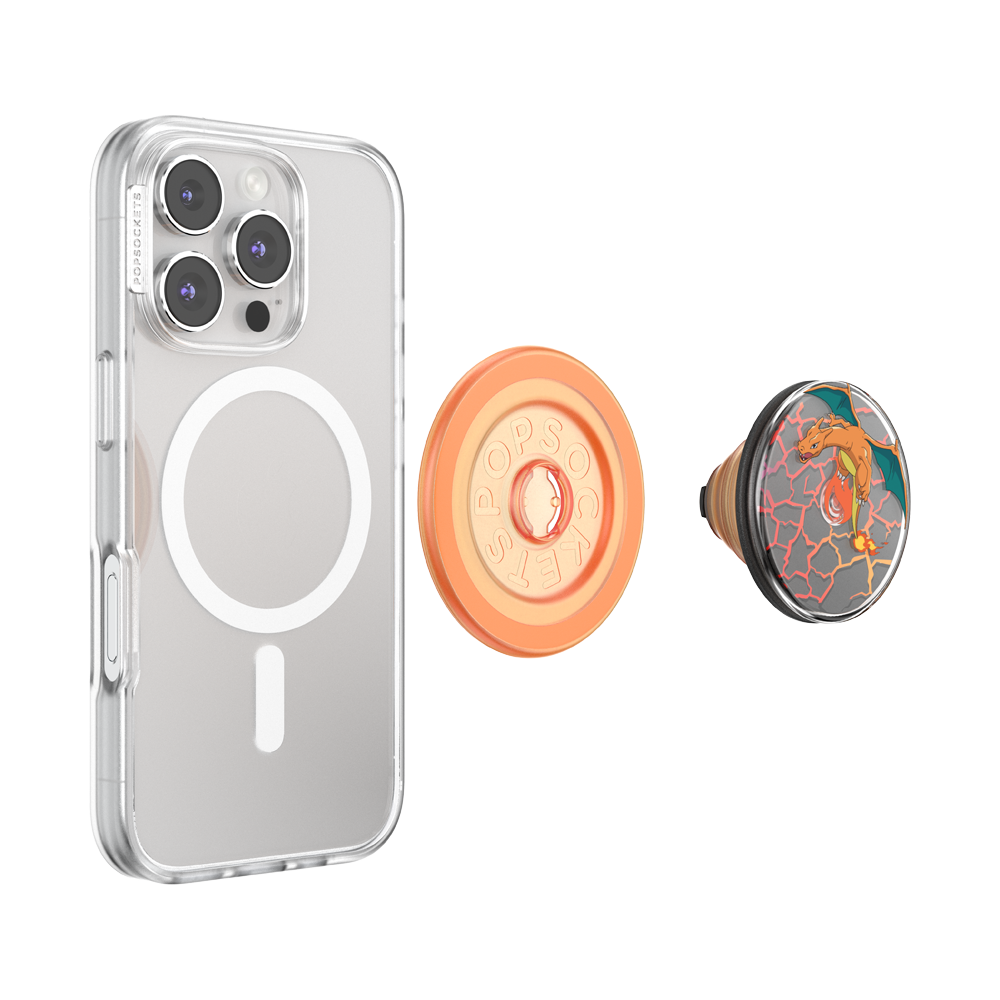 Phone case with two PopSockets on a white background