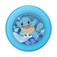 A circular light blue product featuring an illustration of Squirtle from Pokémon, with blue and white ocean waves and a tan shell, centered on a plain white background.