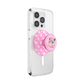 Pink smartphone with camera module on a white background