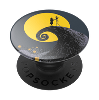 PopSockets grip with a design of a girl and a camera on a hill under a yellow moon, branded as Disney.