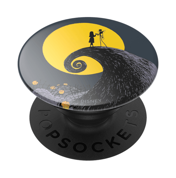 PopSockets grip with a design of a girl and a camera on a hill under a yellow moon, branded as Disney.