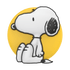 Snoopy character with a yellow circle background