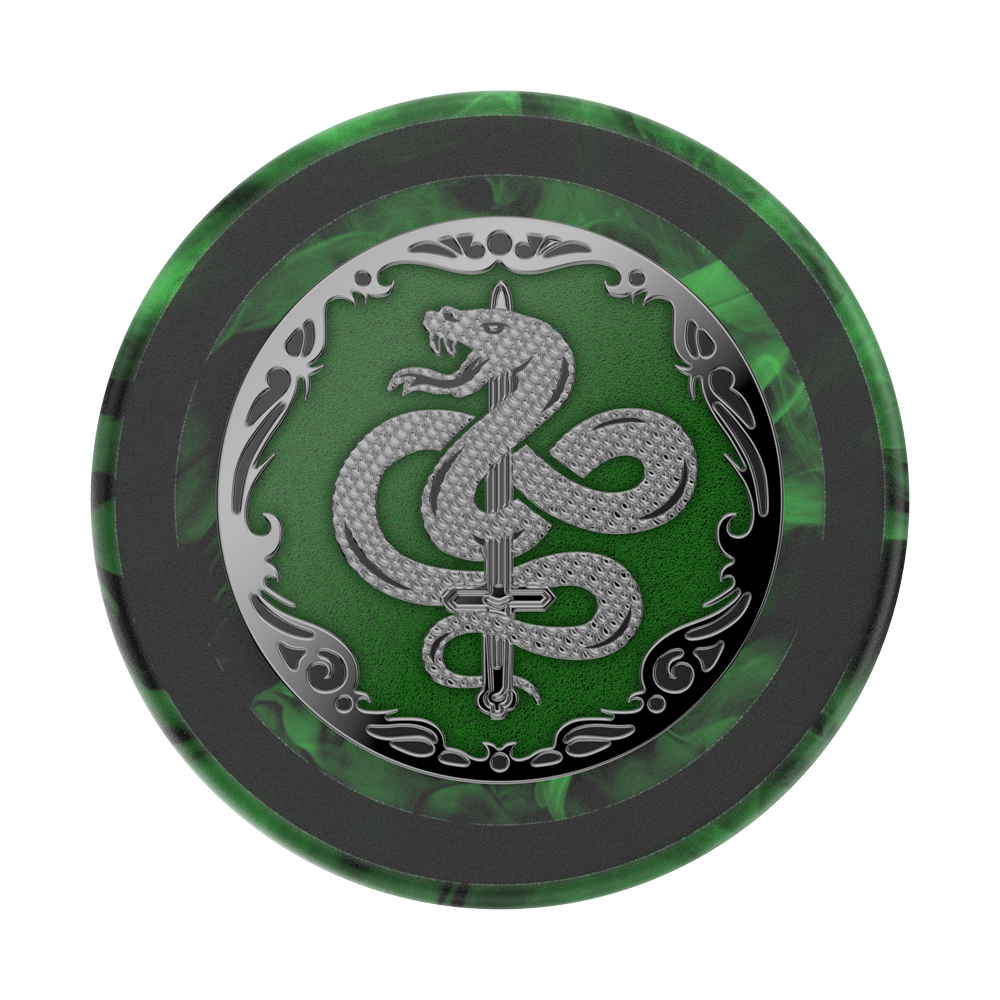 Decorativephone grip with snake design on a green and black background