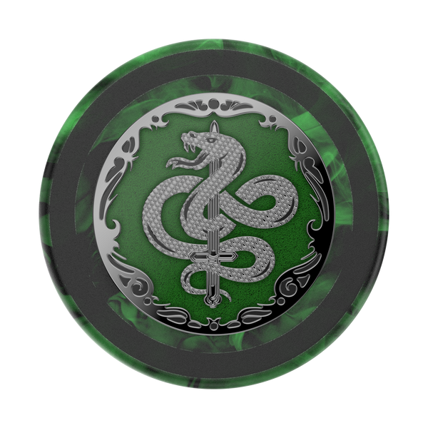 Decorativephone grip with snake design on a green and black background