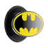 Batman logo on a black and yellow circular design with a metallic rim.