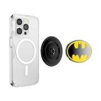 Phone case with PopSockets and Batman logo on a white background