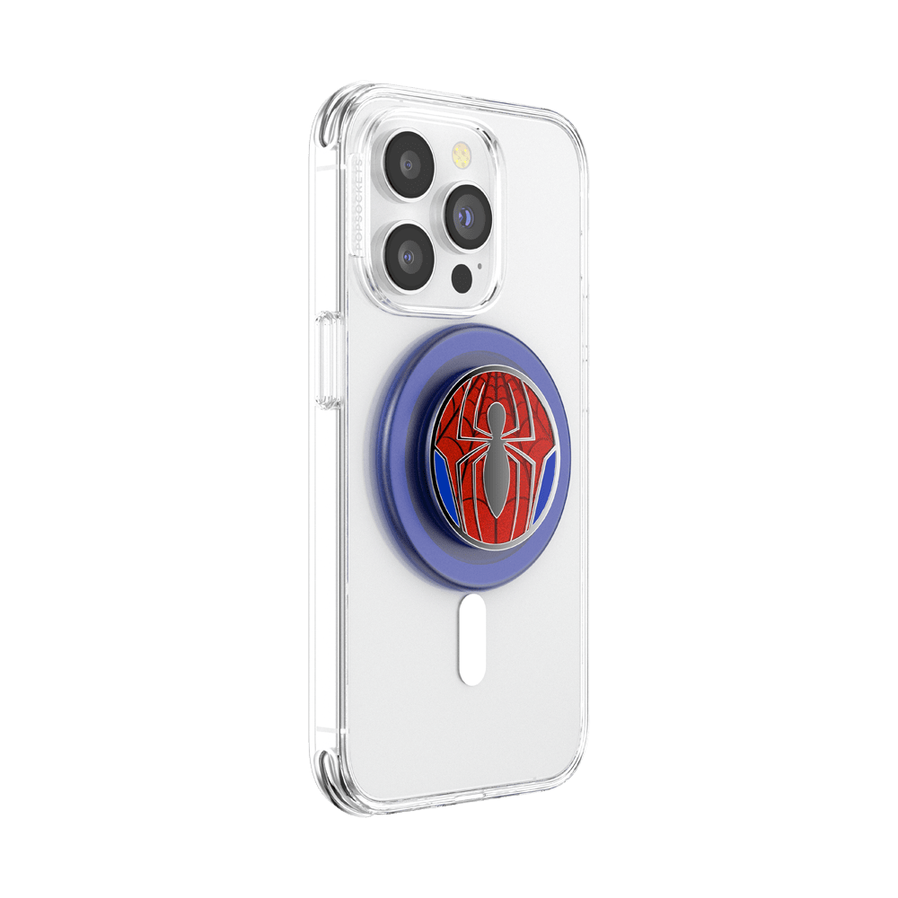 Phone case with Spider-Man PopSockets on a white background