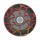 Black wheel with red cracks on a white background