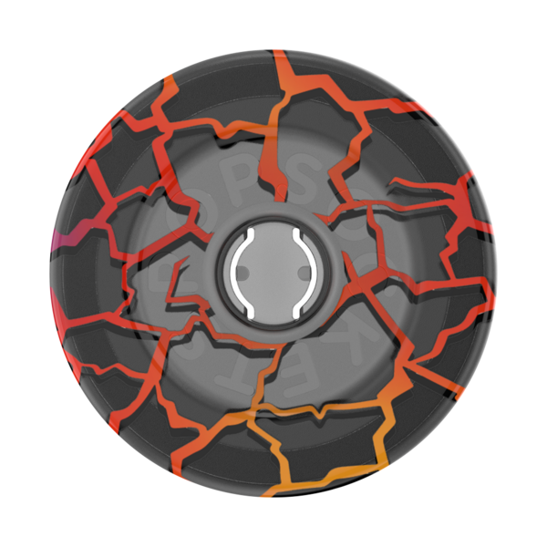 Black wheel with red cracks on a white background
