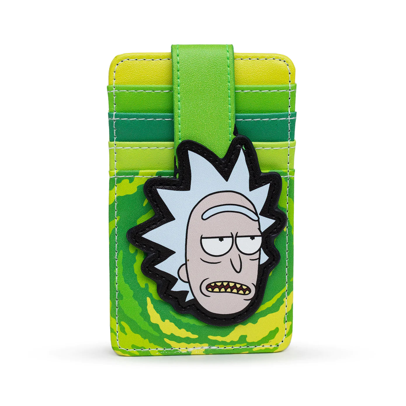 Rick and Morty Wallet, Character Wallet ID Card Holder, Rick and Morty Rick Face Yellow Green, Vegan Leather - Leo's Treasure Box