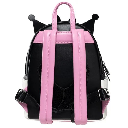 Kuromi devilish style backpack featuring ears, horns, and embroidered details