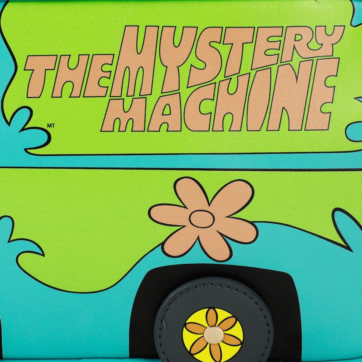 Illustration of 'The Mystery Machine' from Scooby-Doo with a green and blue color scheme.
