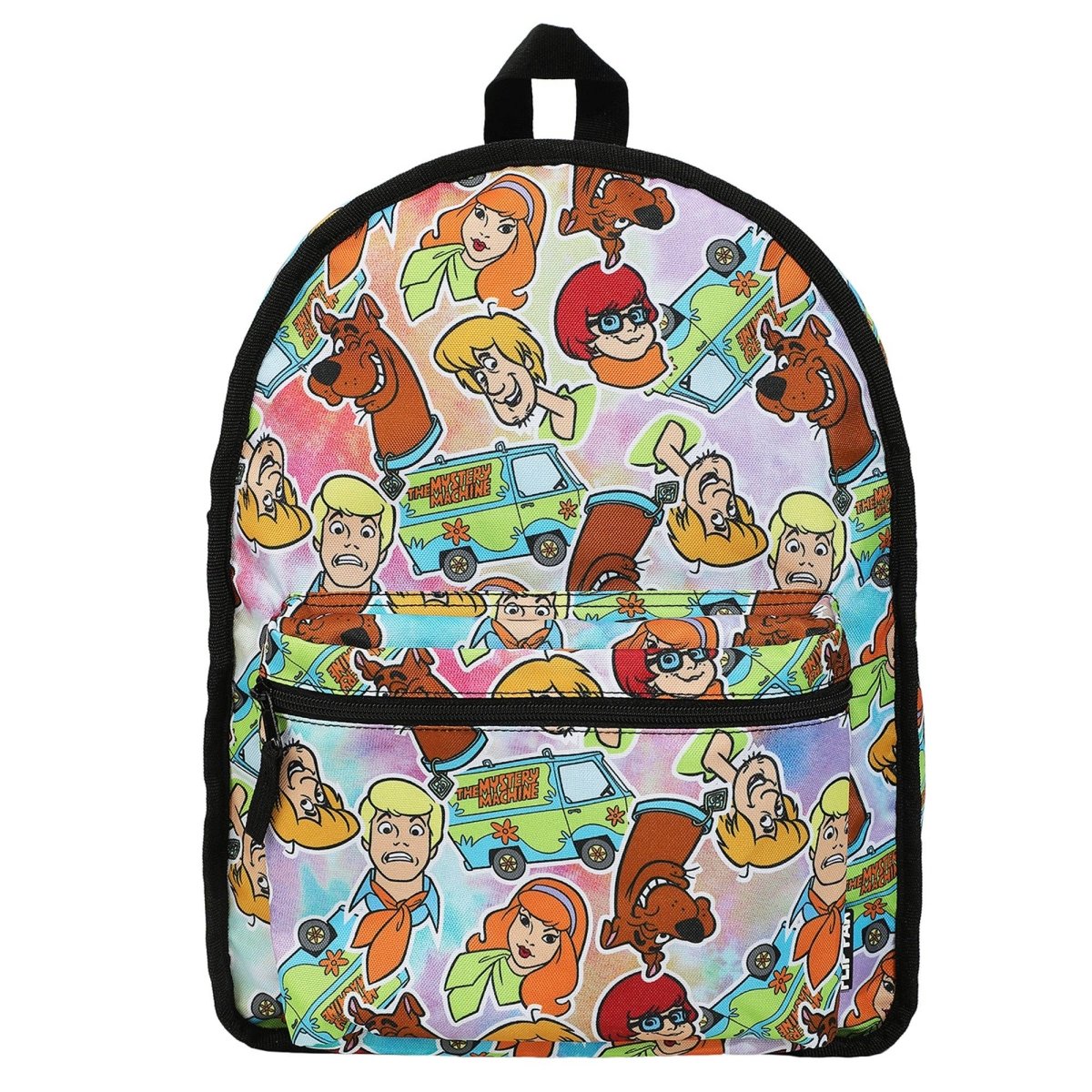 Backpack with cartoon character pattern on a white background