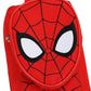 Red backpack with Spider-Man face design on a white background