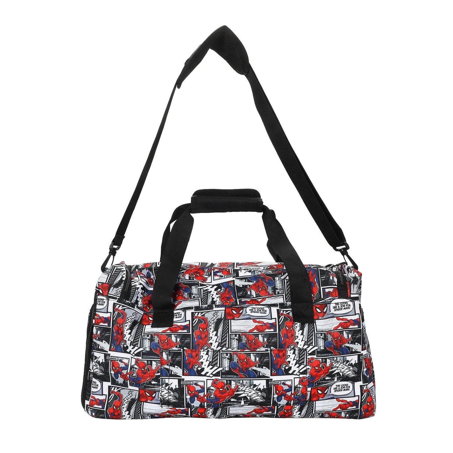 Bag with superhero pattern on a white background