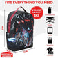 Backpack with Spider-Man design, volume capacity 18L, dimensions 12.5" x 16.5" x 5.5", officially licensed.