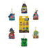 Collection of SpongeBob SquarePants character keychains with a packaging box on a white background